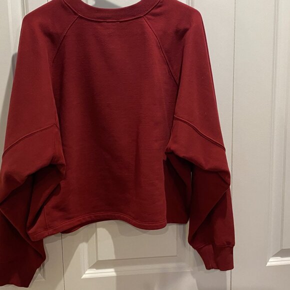 Express Rhinestone Button Henley Fleece Sweatshirt Crop boxy fit Size Large - Picture 4 of 10